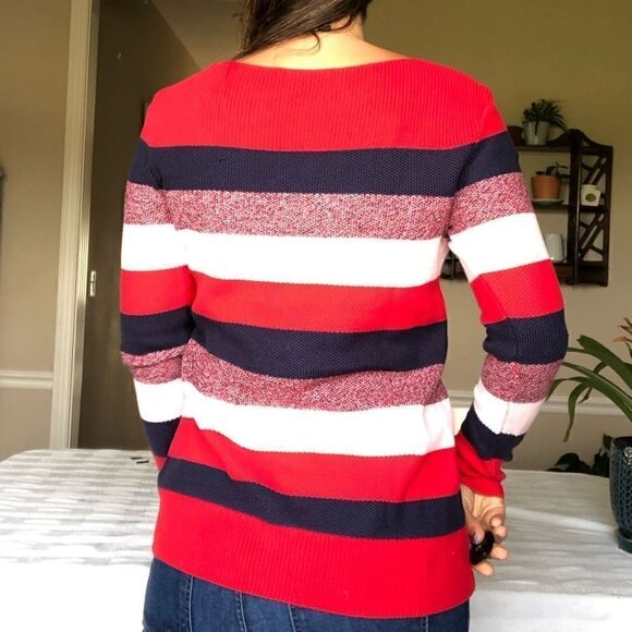 Tommy Hilfiger Stripe Cotton Knit Sweater Pullover - Picture 4 of 9
